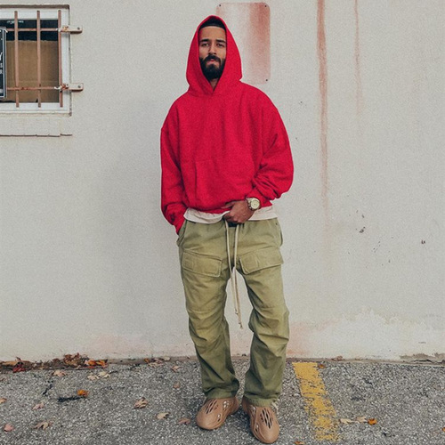 Kanye West Layer Kanye Klein Blue American Streetwear Hooded Sweatshirt Heavyweight Fleece Thick Hooded Sweatshirt