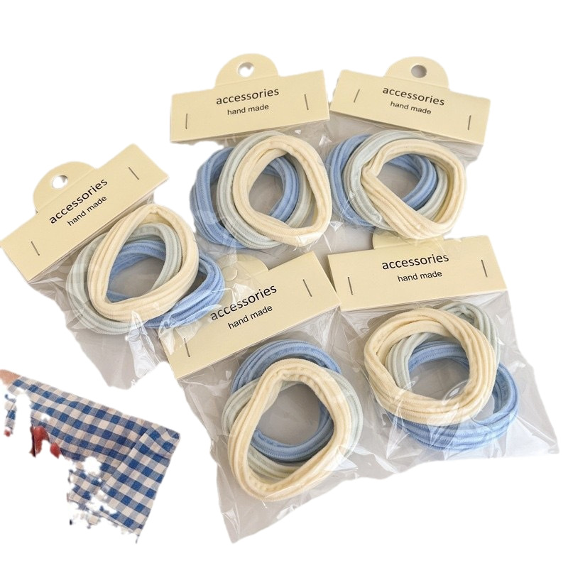 3 ~ sal azul de mar tiras de goma de cabello correa de correa simple anillo de cabello cubierta de cuero negro de alta elasticidad cabello cola de caballo