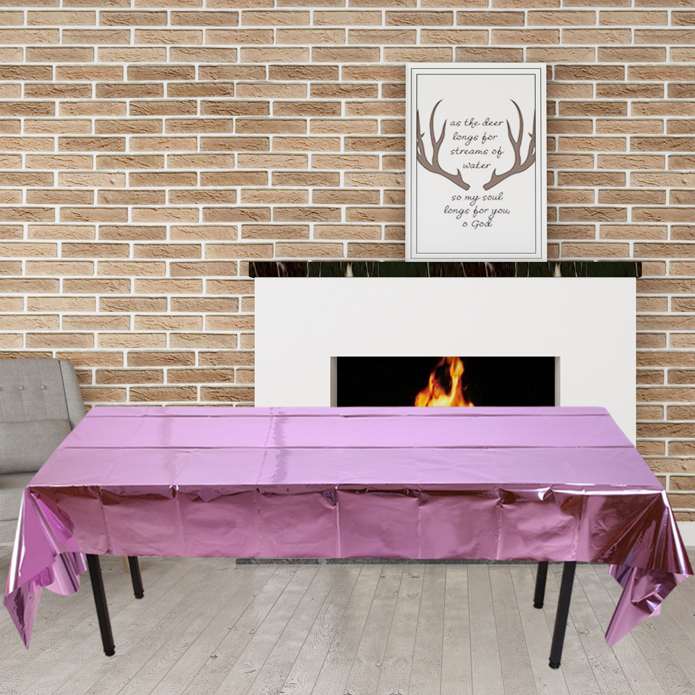 Nuevo PET con superficie brillante y sin lavado para decoración de mesa de comedor de fiesta de cumpleaños, mantel de papel de aluminio_voghion.com