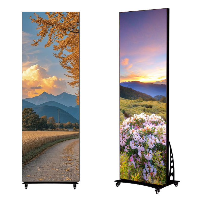 Pantalla de cartel LED máquina de publicidad plegable P1.86P2P2.5 pantalla de visualización vertical interior de alta definición de tienda de ropa