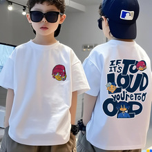 儿童短袖T恤2025新款男童纯棉半袖宽松圆领男孩帅气休闲上衣夏装