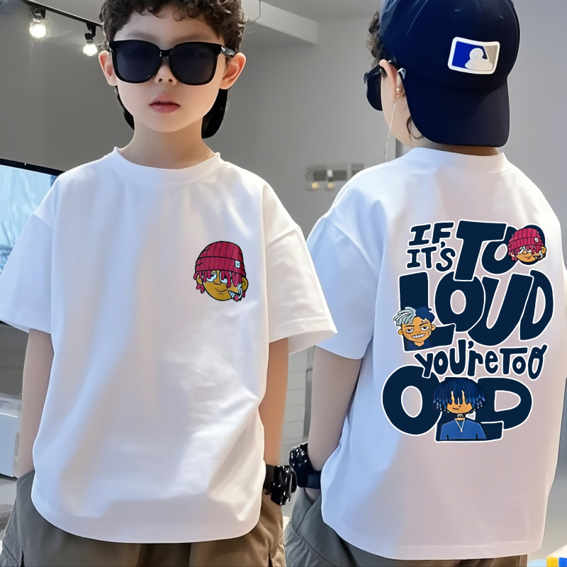 儿童短袖T恤2025新款男童纯棉半袖宽松圆领男孩帅气休闲上衣夏装