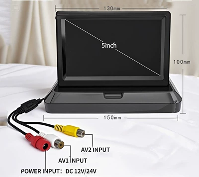 Universal 5-inch HD folding screen car display wholesale 2-way video AV reversing priority (Car display) - av-interface-390-grams