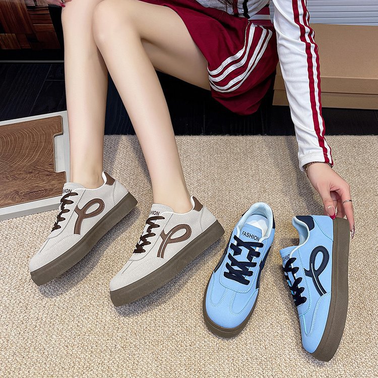 2026 Spring New Korean Style Thick-Soled Versatile German Training Shoes Color-Block Lace-Up Student Sneakers Fashion Retro Women's Shoes 2026 Spring New Korean Style Thick-Soled Versatile German Training Shoes Color-Block Lace-Up Student Sneakers Fashion Retro Women's Shoes