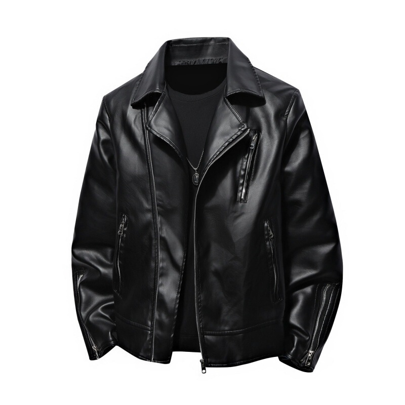 Cross-Border New Plus-Size Men's Pu Leather Jacket Couple Stand Collar Motorcycle Jacket Versatile Fashion