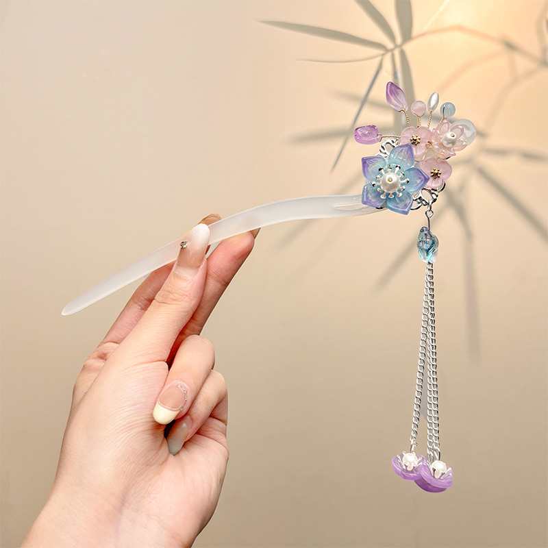 Nueva horquilla china 2025 nuevo estilo estilo antiguo horquilla mujer falda de cara de caballo de alta calidad estilo nacional horquilla de madera paso a paso horquilla tocado