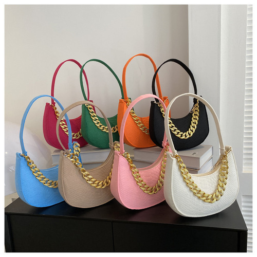 Felt Cloth Fashion  Trendy New Arrival Retro Style Simple Chain Crossbody Shoulder Handbag Underarm Bag