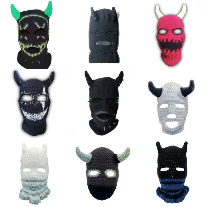 2023 Амазонка трансграничное Вязание ручной работы забавное индивидуальное платье Роговая Шляпа Маска один