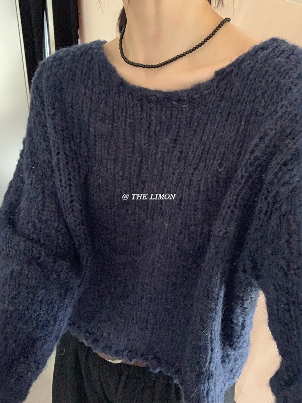 THE LIMON柠檬绿茶秋冬韩系甜美氛围软糯花纱休闲套头长袖毛衣女|undefined