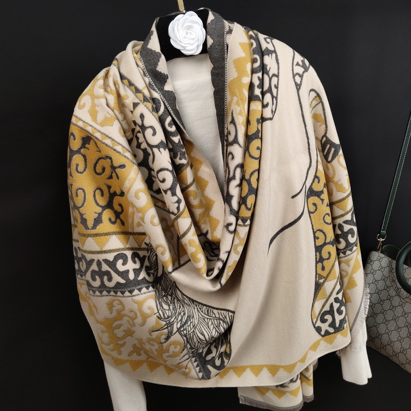 Bufanda de imitación de cachemir geométrica para mujer invierno_voghion.com