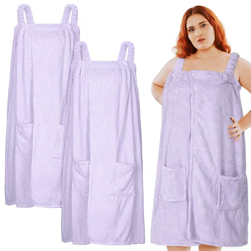 Women's wearable bath towel, coral fleece suspender bath skirt, absorbent body wrap, suitable for beauty salons and hotels, customizable with logo Women's wearable bath towel, coral fleece suspender bath skirt, absorbent body wrap, suitable for beauty salons and hotels, customizable with logo