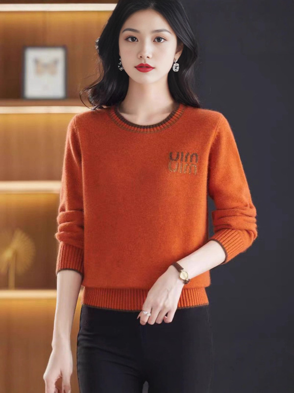 羊绒毛衣女2025年秋冬新款圆领打底衫加厚针织衫内搭上衣宽松纯色|undefined