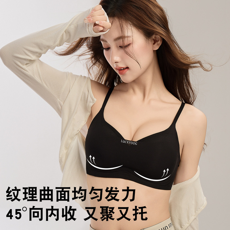 内衣女小胸聚拢上托防下垂无痕软支撑无钢圈收副乳显大美背文胸罩|undefined