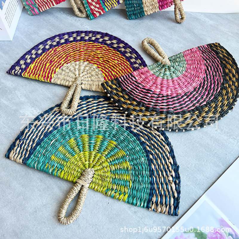 Vietnamese Straw Fan Handmade Seaweed Fan Woven Wall Hanging African Element Ins Style Decorative Fan Summer Hand Fan Vietnamese Straw Fan Handmade Seaweed Fan Woven Wall Hanging African Element Ins Style Decorative Fan Summer Hand Fan
