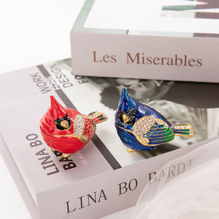 Happy red bird exquisite jewelry box alloy home decorations alloy jewelry box creative gifts Factory Direct