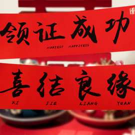 订婚领证拍照道具结婚拍照登记新娘伴娘跟拍横幅摆拍游戏堵门条幅