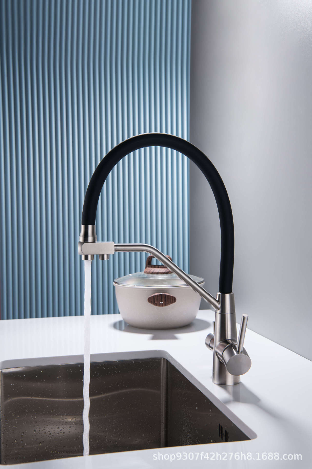 Cross-border 304 stainless steel water purifying faucet, kitchen sink, sink, cold and hot water direct drinking water three-in-one faucet Specification drawing