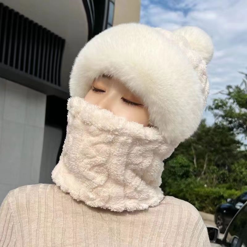 帽子女冬季骑车面罩全脸套头帽防风围脖加绒护耳包头套保暖一体帽|undefined