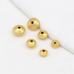 18k真金保色磨砂隔珠飛碟算盤珠4mm/5mm/6mm手鍊項鍊diy散珠D56