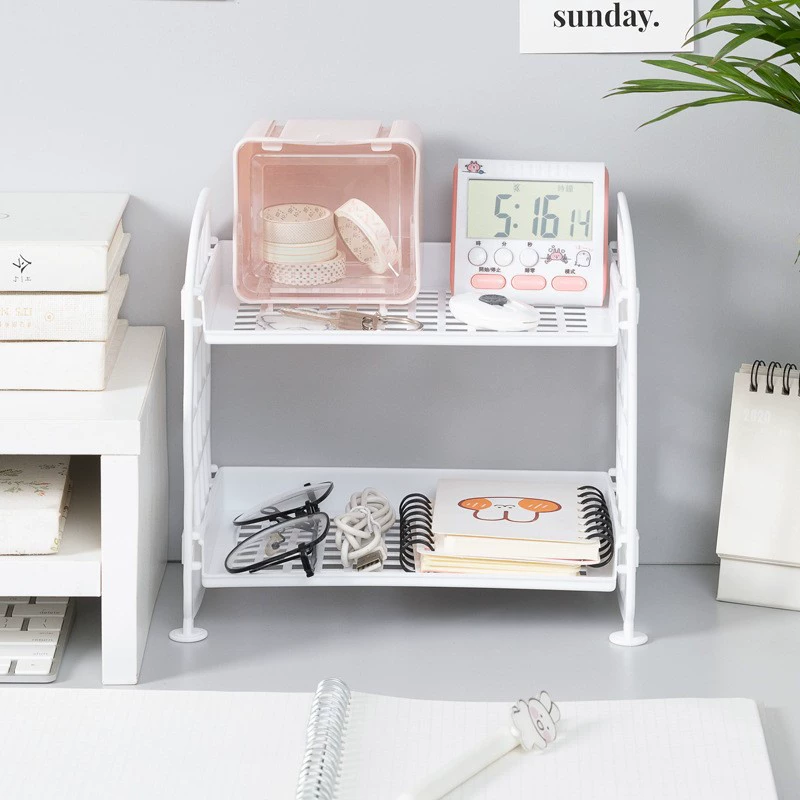 Detachable two-layer hollow storage rack bathroom cosmetics kitchen storage rack desktop rack folding portable storage