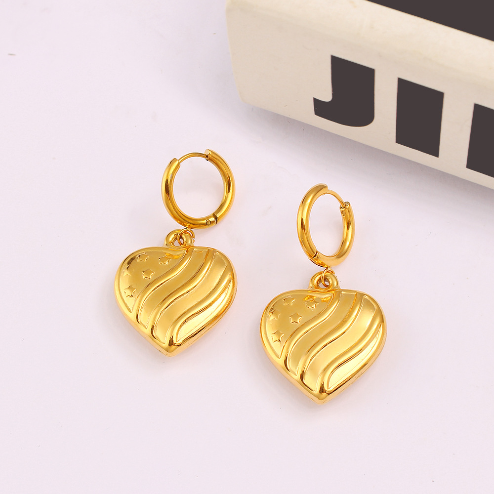 1 Pair Quantity 1 Pair Elegant Heart Shape 304 Stainless Steel Drop Earrings