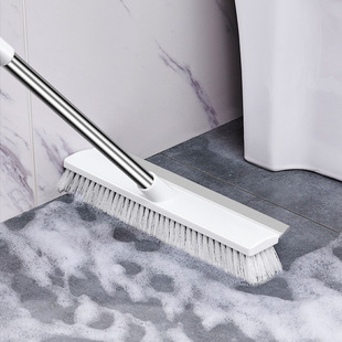 Cleaning Brush with Long Handle, Hard-Bristled Plastic Floor Brush for Bathroom and Shower Tile Floor Gap Cleaning, Triangular Brush