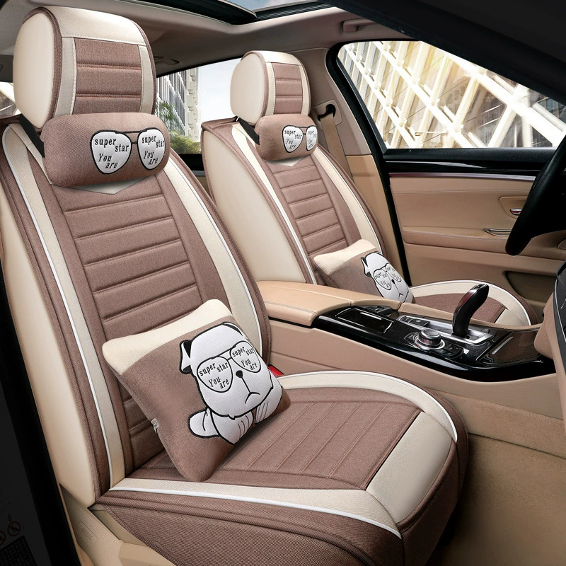 Трансграничное чувство высокого уровня мультфильм хлопчатобумажный льняный автомобильный чехол сиденья четыре сезона