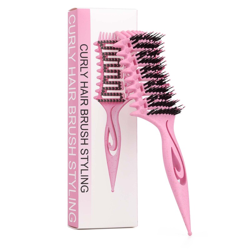 跨境弹跳梳卷曲梳排骨梳temu热销麦秸秆梳define styling brush|undefined