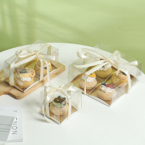 1/2/4 large fruit meringue puffs transparent small 3-inch tiramisu French mousse baking packaging box