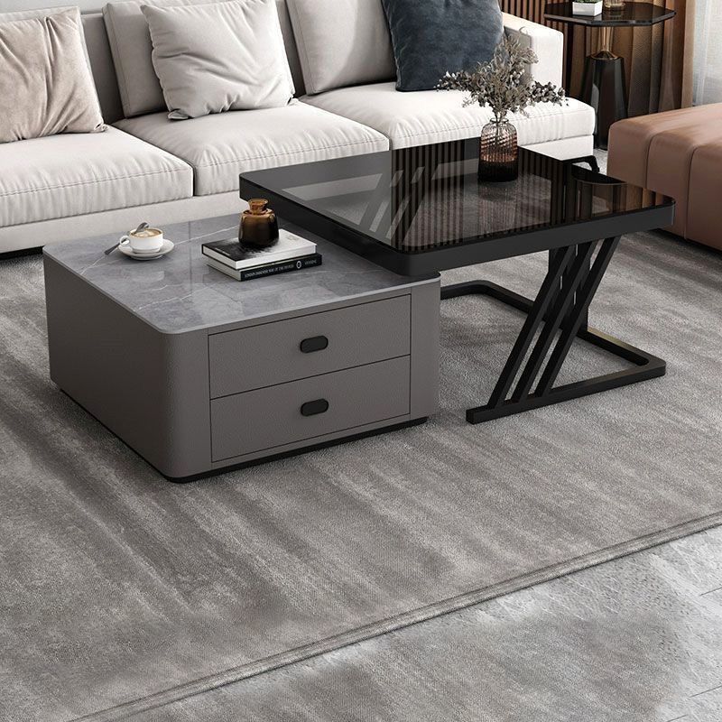 Coffee Table for Living Room, New Simple Small Table, Light Luxury Modern Small Apartment, Trendy Slate Glass Coffee Table Set