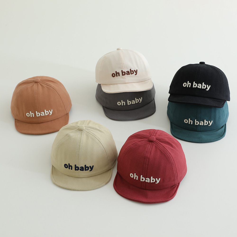 6-24 Meses sombrero para bebés primavera y otoño letra coreana delgada gorra de lengua de goma suave gorra de béisbol para bebés bordados