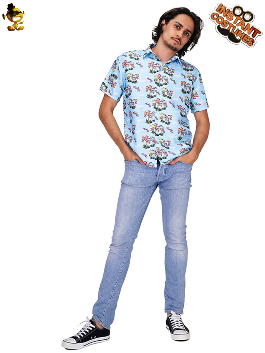 Moda europea y americana hombres adultos guapo color claro impreso camisa Hawaii playa moda casual transfronteriza ropa de hombre
