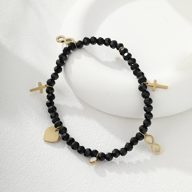 Pulsera de Cuentas Negras Chapada en Oro de 14k de Xuping Fashion, Diseño Único, Elegante y Sencillo, Joyería Personalizada al por Mayor