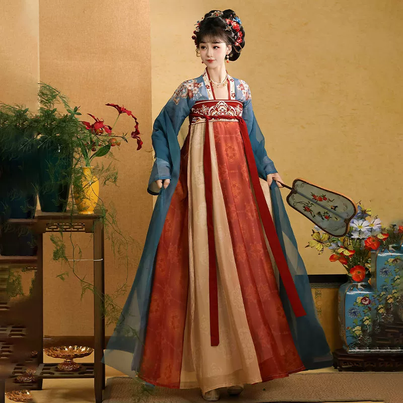 Яотай Юэся Original Hanfu женское платье-подол до груди с вышивкой из эпохи Тан, стиль восстановленного декора, праздник-фейский стиль повседневный весна-лето