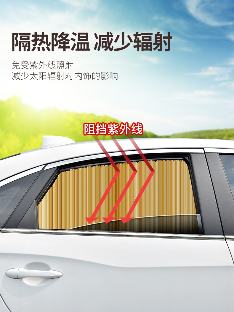 Car Window Curtain with Magnetic Track, Sunshade Curtain for Car Windows, Heat Insulation and Sun Protection Car Sunshade