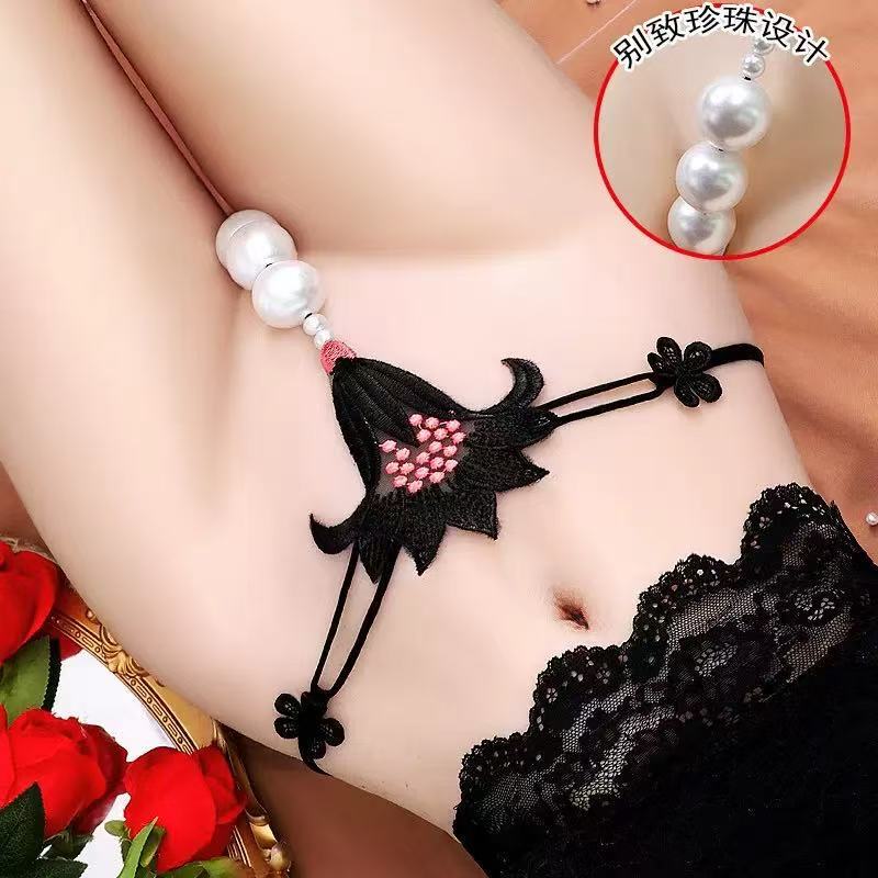 Cross-Border Erotic Underwear for Women, Super Large Pearl Massage Seductive Thong, Open Crotch, No Need to Take Off, European and American Nightclub Crotchless Panties Cross-Border Erotic Underwear for Women, Super Large Pearl Massage Seductive Thong, Open Crotch, No Need to Take Off, European and American Nightclub Crotchless Panties