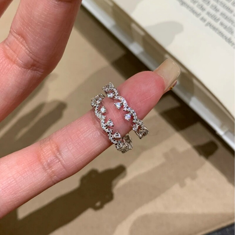 新款满钻蕾丝戒指女小众时尚高级感指环叠戴个性轻奢简约百搭设计|undefined