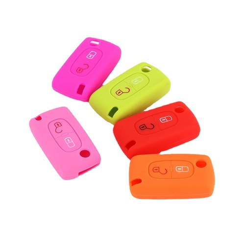 Applicable to Peugeot 307 folding 2-key car silicone key case 301 no car logo filled 308S remote control protector