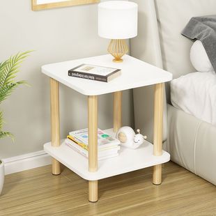 Simple Small Bedside Table Storage Rack Living Room Storage Rack Double-Layer Simple Square Table Bedroom Floor Table Bedside Cabinet