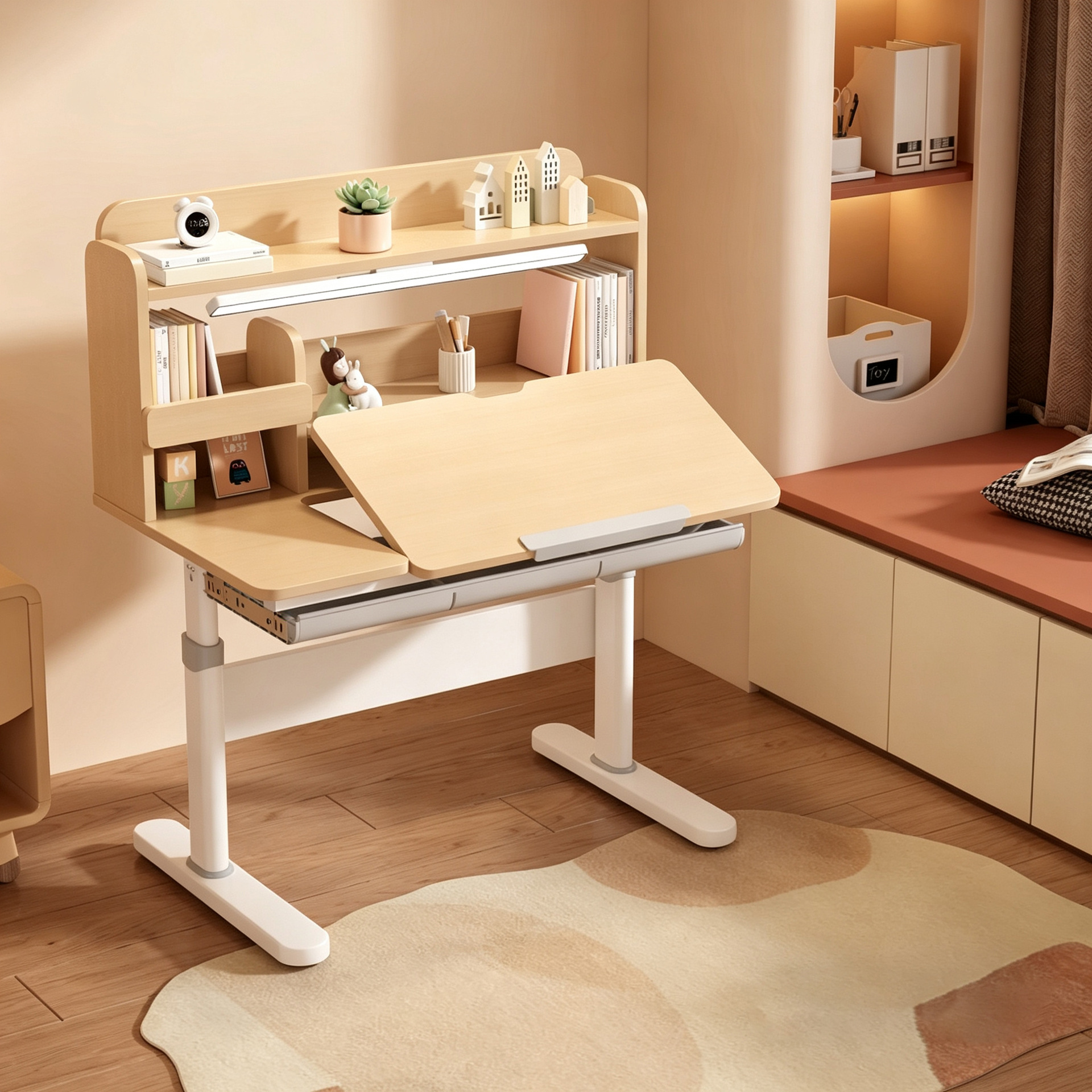 259 youthful wood color + table lamp (single table)