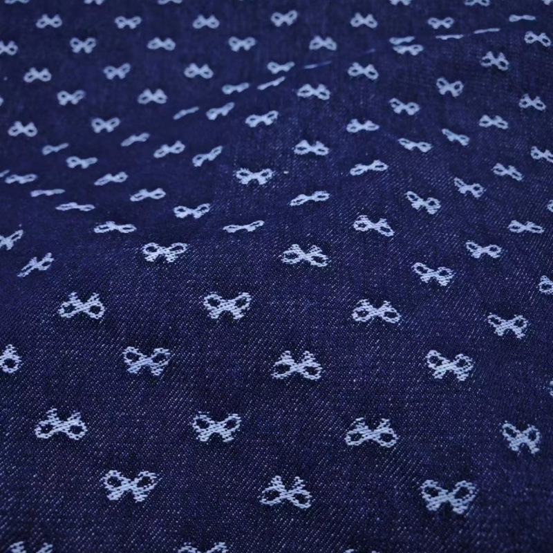 厂家批发风蝴蝶结牛仔提花洗水面料裤子裙外套服装箱包鞋帽X20