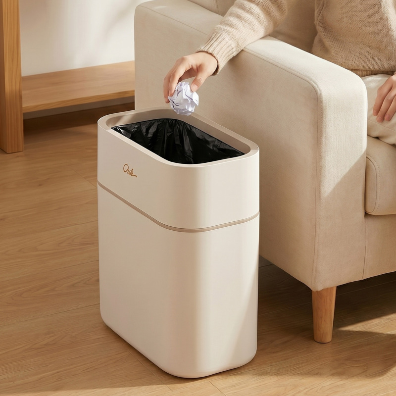 Narrow gap trash can for home use, wall-mounted, 2026 new model, suitable for bathroom, toilet, kitchen, and living room, large capacity, narrow gap