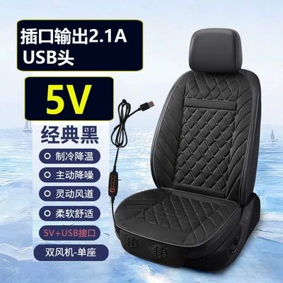 Car seat ventilation cushion for summer cooling, cooling fan, modified for small cars 12V, trucks 24V seat cushion (Seat cushion, seat cover) - usb-interface-5v-dual-fansblack-12v-car-jump-starter