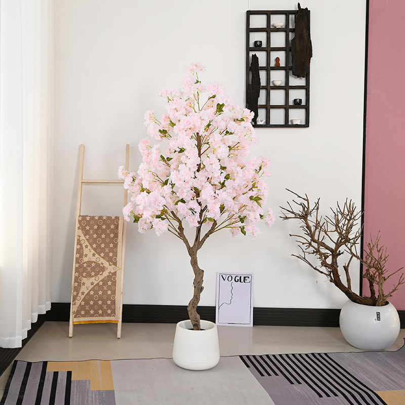 Simulación de árboles de cerezo en maceta decoración interior de ventanas de hotel paisajismo decoración de suelo diseño de boda árboles falsos flores simuladas