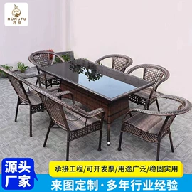 景观工程项目;藤编桌椅;亭子