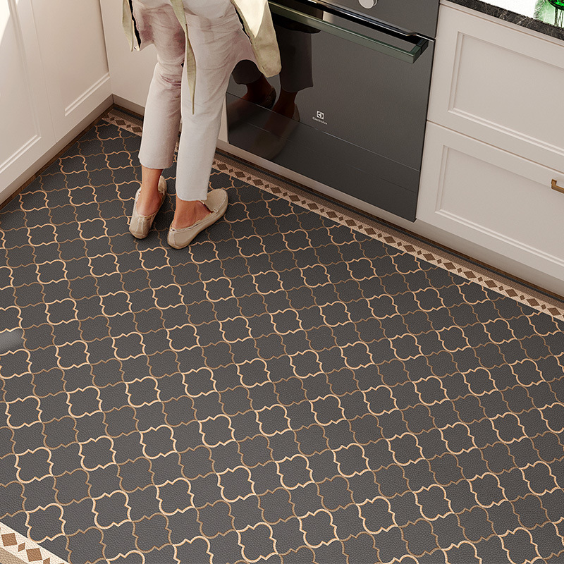 Alfombra del piso de la cocina cubierta completa antideslizante a prueba de aceite alfombra resistente a las manchas cubierta completa borrable limpieza lavable PVC impermeable estera del pie cubierta entera