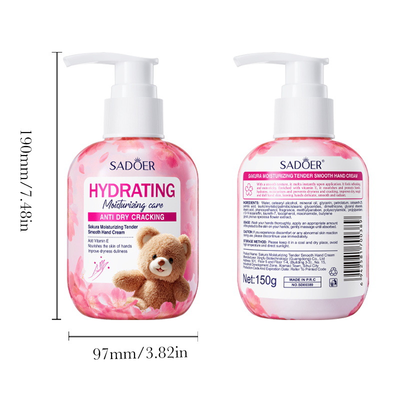 Inglés completo SADOER Cherry blossom humectante suave crema de manos para el otoño y el invierno crema de manos hidratante anti-seco image 5