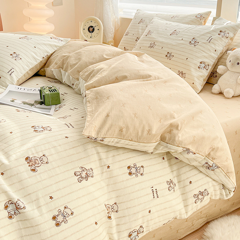 Cubierta de edredón de algodón de dibujos animados para estudiantes de una sola pieza de algodón puro 150x200x230 cubierta de edredón dormitorio individual 1.5 pieza de cuatro piezas
