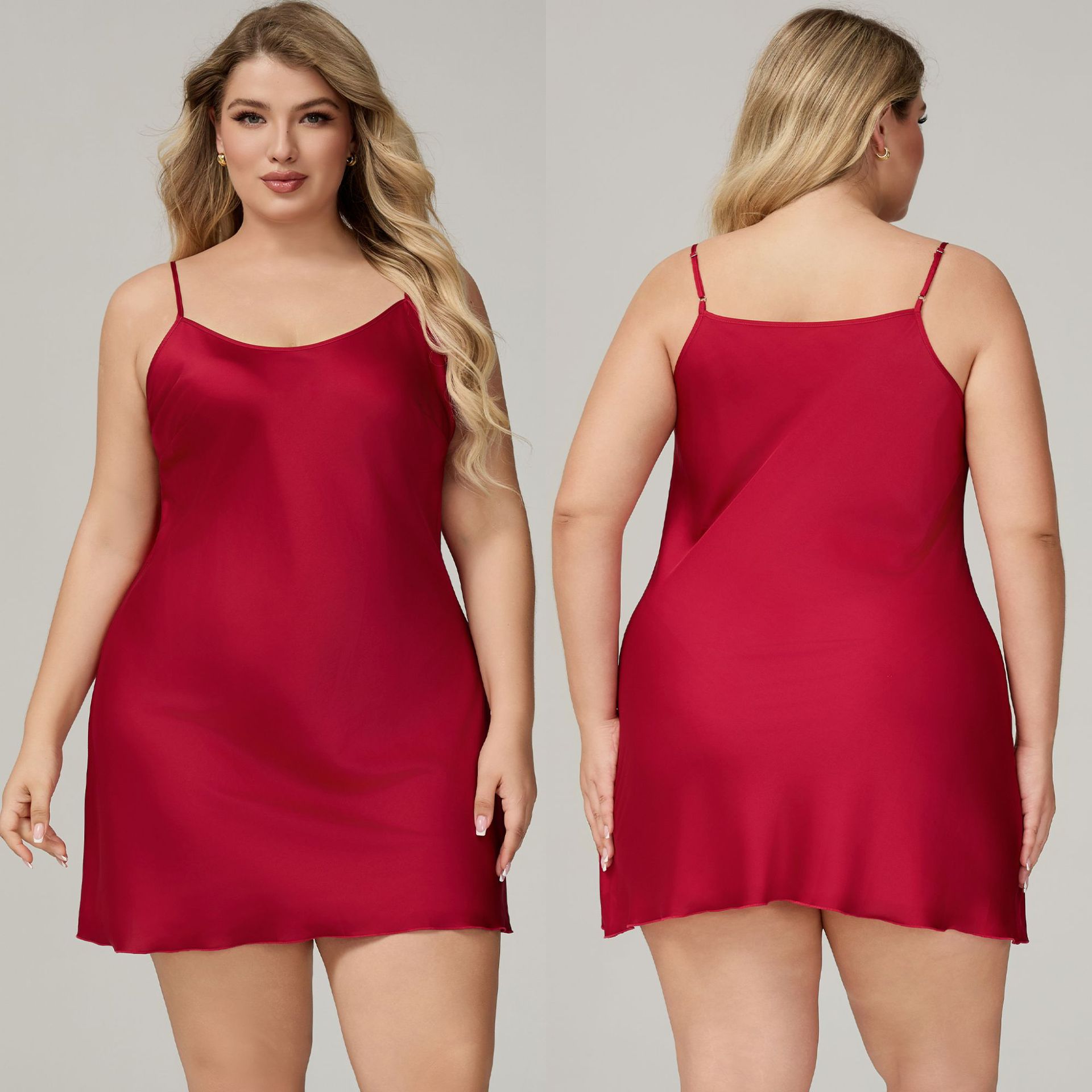 Yaoting tamaño grande MM simple satén chiffon pijama de mujer de verano esling pijama sexy ropa de hogar simple 3586