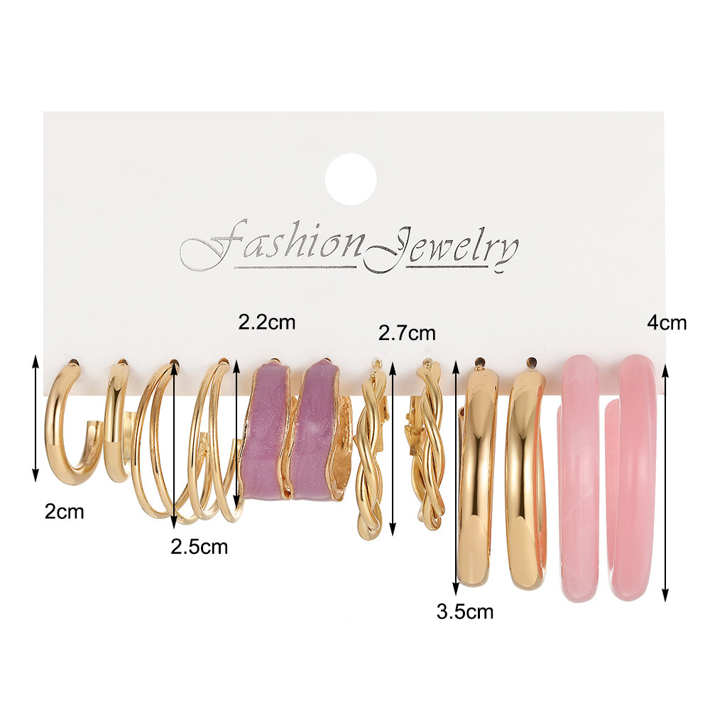 Metal Twist Chain Earrings Set Creative Simple Earrings Geometric Earrings 15 undefined